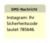 SMS Nachricht mit Text. Instagram: Ihr Sicherheitscode lautet 785646