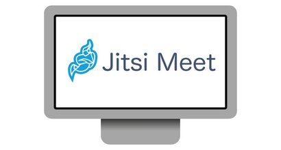 Computer Bildschirm mit dem Jitisi Logo